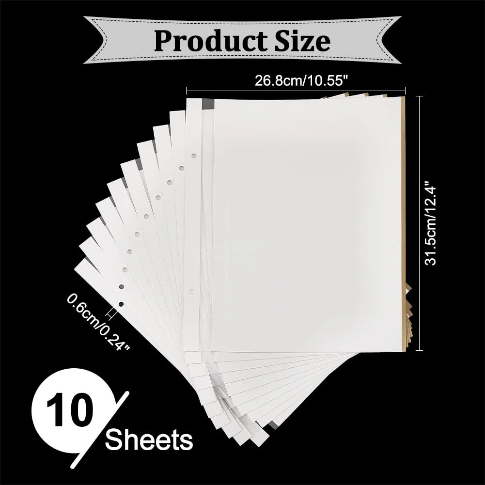AHANDMAKER 10 hojas de recambio autoadhesivas, álbum de fotos de 12 x 10 pulgadas, página interior autoadhesiva, con dos agujeros, protectores de recambio para álbum de fotos de archivo, regalo de
