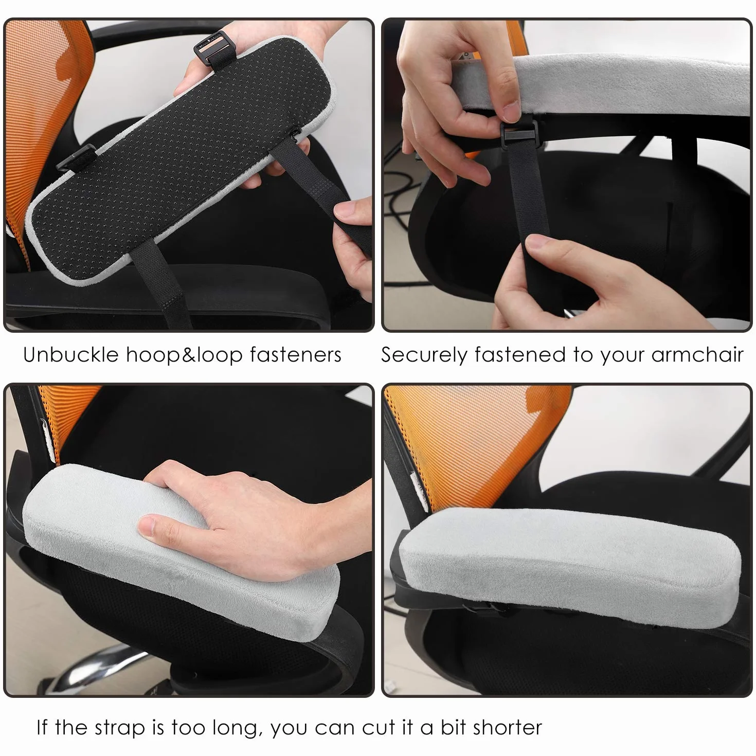 MoKo Almohadillas para reposabrazos de Silla de Oficina, Almohada Suave de Espuma de Poliuretano, Fundas universales para Alivio de presión de Codos y antebrazos, Color Gris (Paquete de 2)