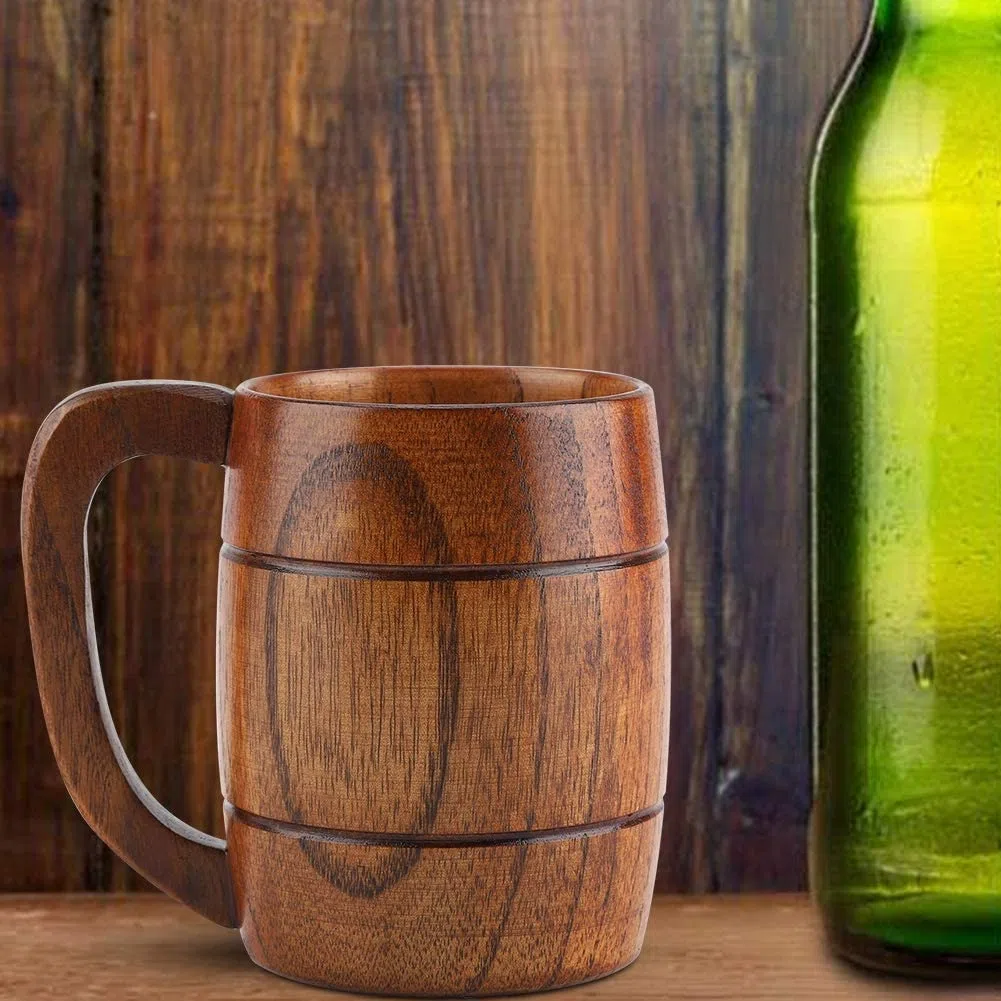 Taza Cerveza Madera, Taza de Café de Madera, Taza de Cerveza de Madera Natural, Jarra de Cerveza Hecha a Mano de Madera Natural para Hombre, para Beber Vino Tinto Café Té Leche, Ideas para Regalos