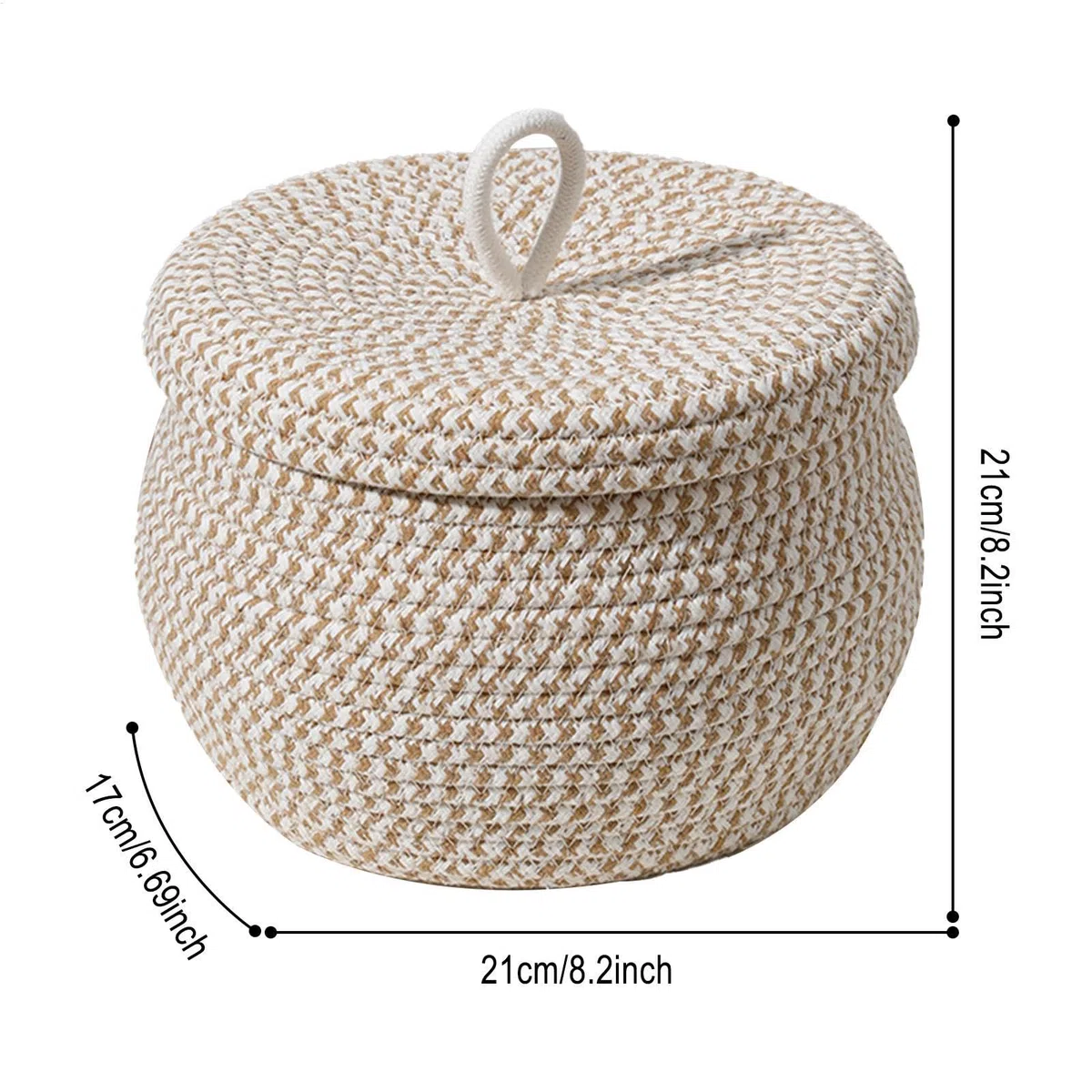 Cesta Tejida Para Almacenamiento - Pequeño Organizador Cubierto Con Tapa | Elegante cesta para mostrador para dormitorio, baño, tocador, sala de estar, oficina, perfecta para organización y de