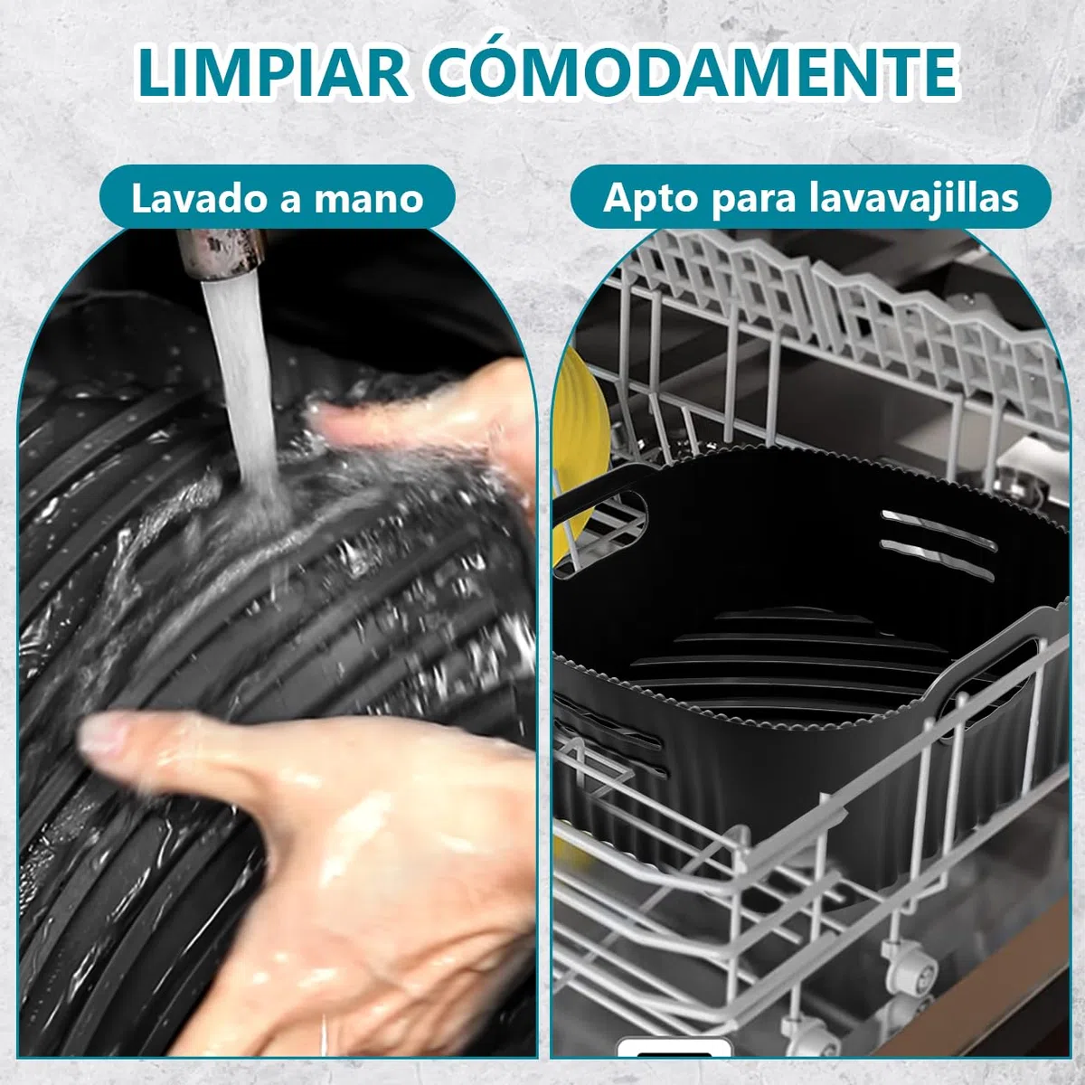 21CM Molde Silicona Freidora de Aire, 2PCS Cuadrado Accesorios Freidoras de Aire para COSORI 5,5L 4,7L, Cecotec 6L, 5,5L, Reutilizable Accesorios Freidora sin Aceite en lugar de Papel de Horno