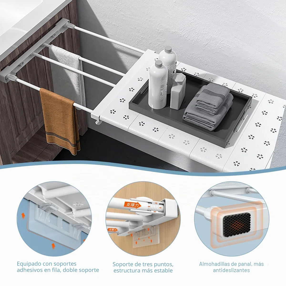 Estantes Ajustables para Armario, Estantes Expandibles, Estante de Armario, Separador de Telescópicos Sin Clavos para Cocina, Baño