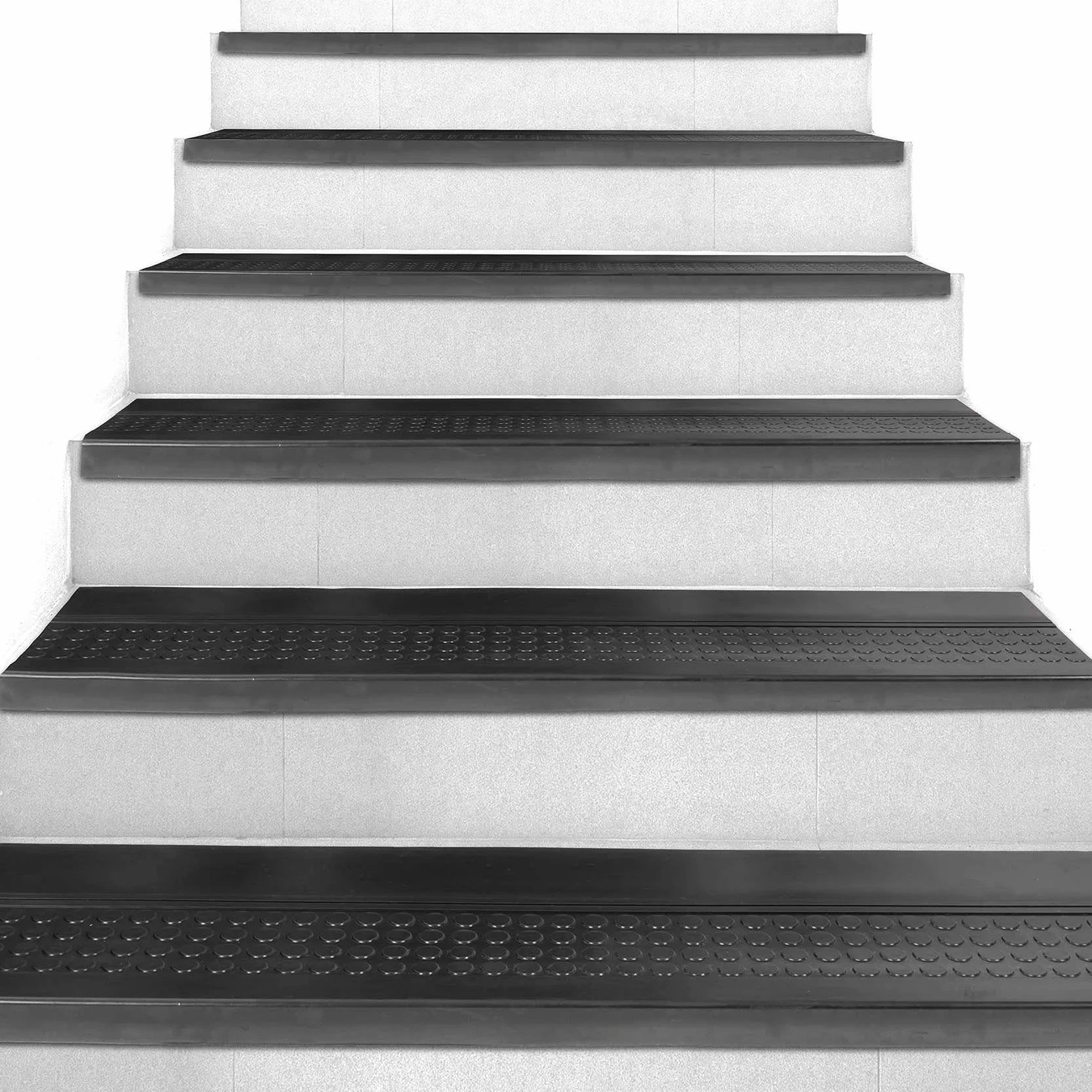 ANRO Alfombrillas de goma para escalones, antideslizantes, para exterior, con ranuras finas, negro, 120 x 30 x 5 cm