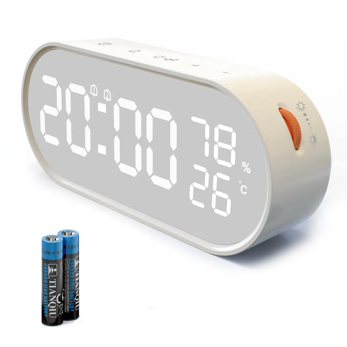Reloj Despertador Digital, Reloj con Gran Pantalla LED Táctil, 2 Alarmas 12/24H, Función Snooze/Brillo Ajustable, Seguimiento de Humedad y Temperatura para Mañana y Noche, Pilas o Puerto USB