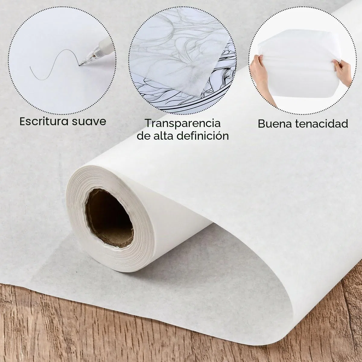 OTYMIOW Rollo Papel de Calco Dibujo 43 cm × 50 m Transparente Translúcido de 29 g/m² Papel de Boceto Rollo de PapelCalco para Plantillas de Modista para Bocetos y Calcos, Confección y Costura