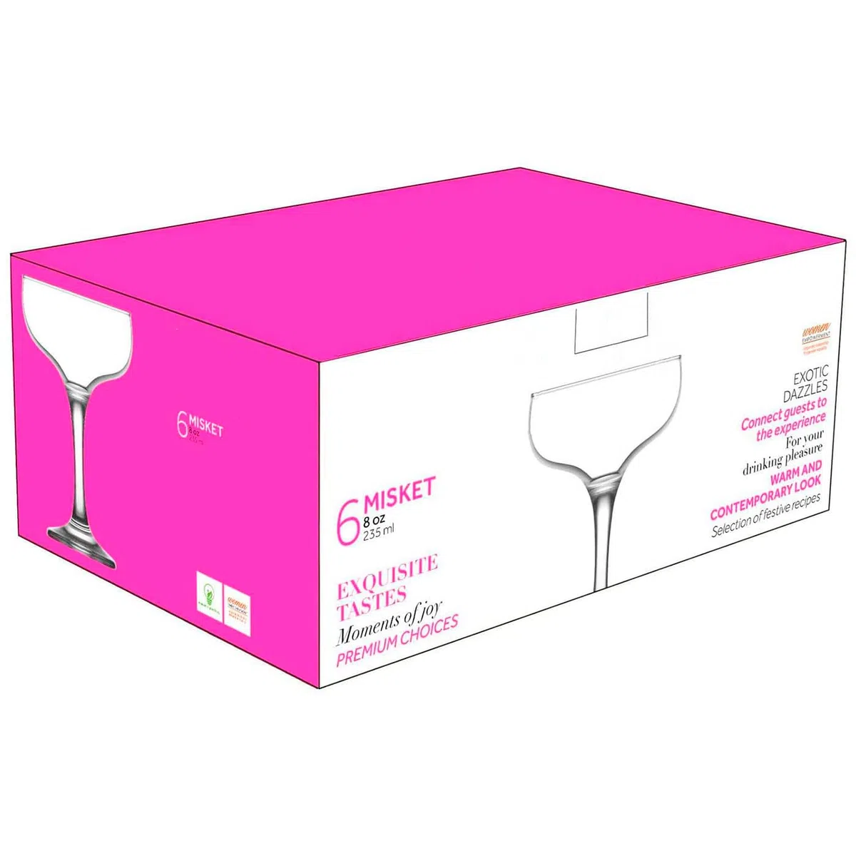 Acan Tradineur - Set de 6 Copas de Champagne de Cristal, 235 ml, Modelo Misket, Juego de Copas clásicas con Tallo Fino 9,5 x 13,5 cm para champán, Cava, cócteles, Ligeras, aptas para lavavajillas