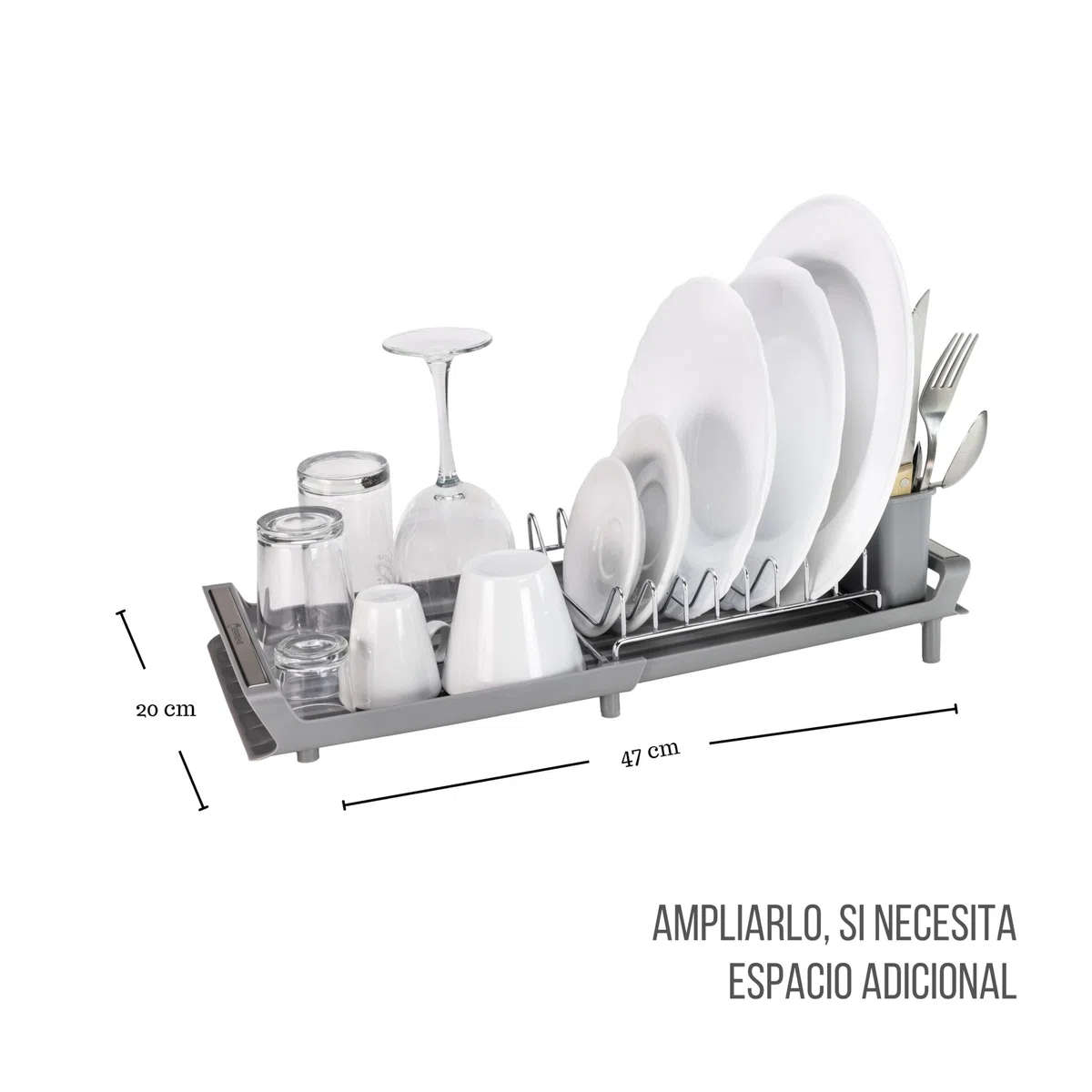 Erreke Escurreplatos Plegable, Escurridor de Platos, Drena al Fregadero, Rejilla de Acero Inoxidable, Escurre Platos Pequeño Compacto Encimera Cocina, Escurreplatos sobre Fregadero, 28x20 cm (Gris)