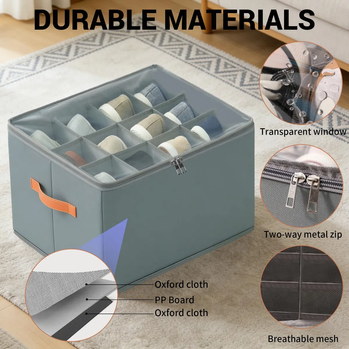 2 Piezas Organizador de Zapatos, Cajas Plegables Apta para 12-24 Pares, Asas, Ahorra Espacio Cajas para Zapatos, con Tapa Transparente, para Armario Entrada Dormitorio