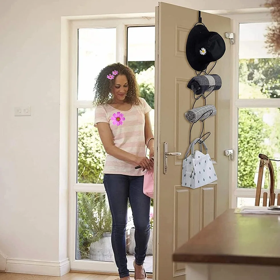 Willoo Soporte Almacenamiento Sombrero, Colgador Sombreros Metal, Colgador Sombreros, Gorra De Béisbol Ganchos Colgar, para Puerta, Armario, Pared, Baño (Negro)