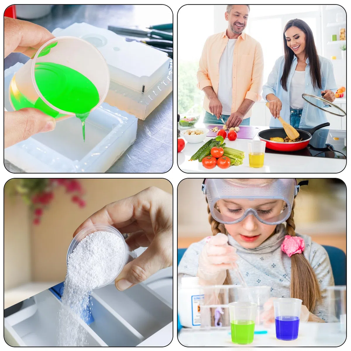 30 Piezas Vasos Medidores de Reutilizable Plástico, 30ml/50ml/100ml Tazas Medidoras de Líquido, Tazas Medidoras Transparentes, con Gotero y Cuchara de Mezcla para Hornear y Laboratorio