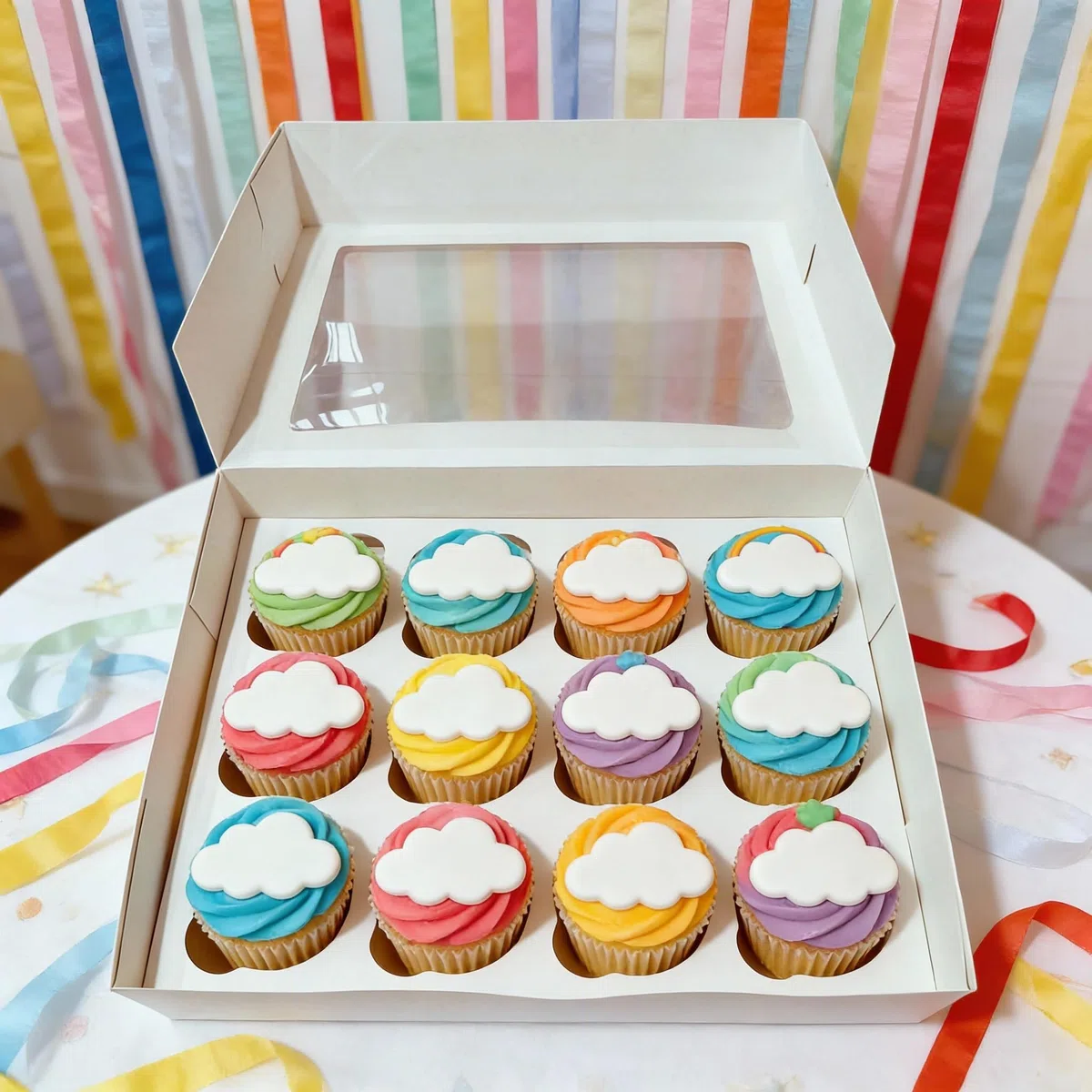 Decoraciondulce - 10 x Caja Blanca para Transportar Cupcakes, Muffins ... (12 Cupcakes)