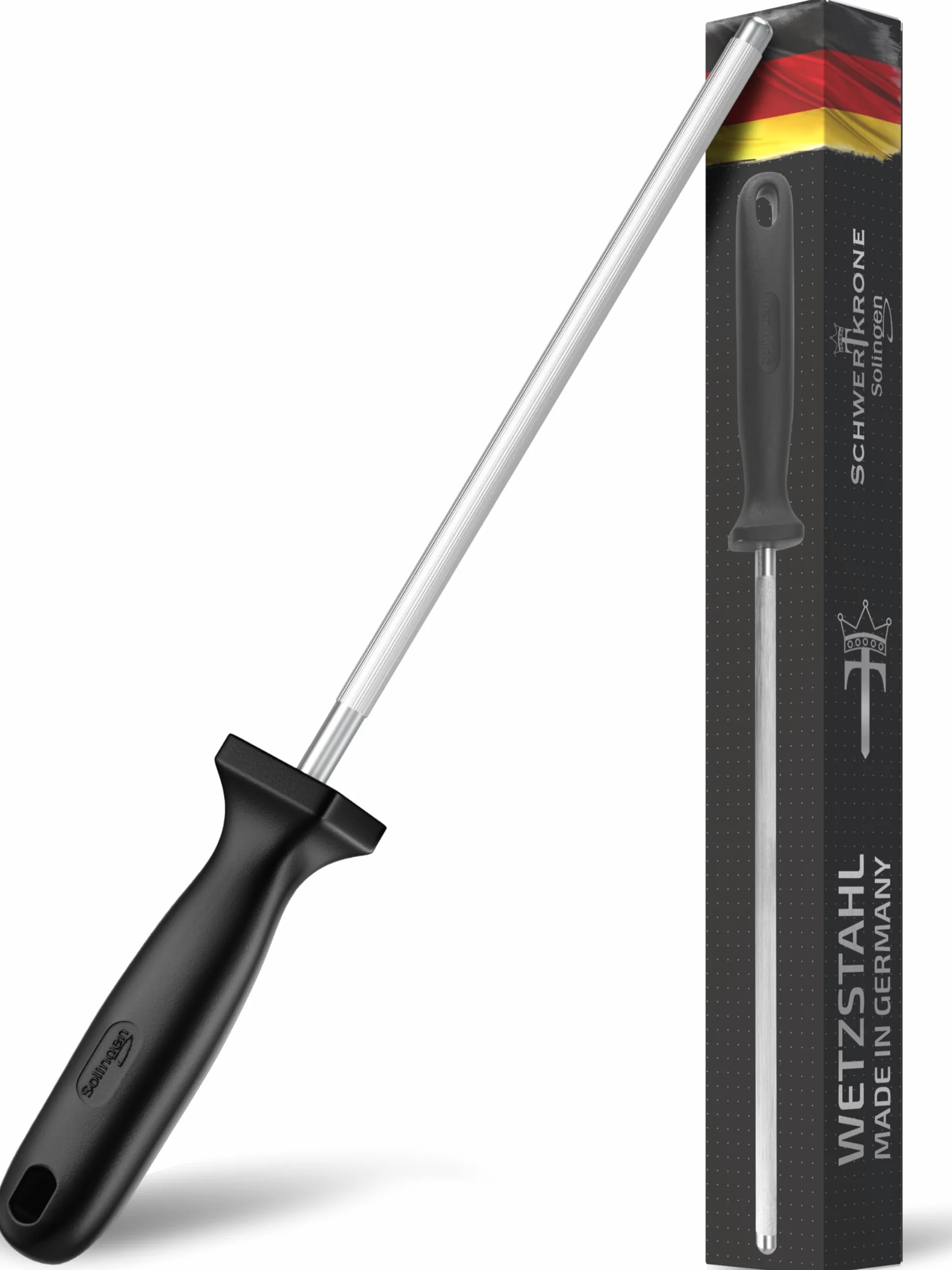 Afilador para cuchillo de Solingen – 34 cm/De Cromo Vanadio Acero Inoxidable//cuchillo afilador Negro