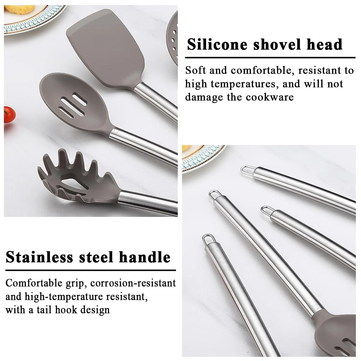 Juego de Utensilios de Cocina, Kyraton Juego de 38 Utensilios de Cocina de Silicona con Soporte para Utensilios, Juego de Espátulas y Cucharas, Gadgets de Cocina Antiadherentes,Aptos para Lavavajillas