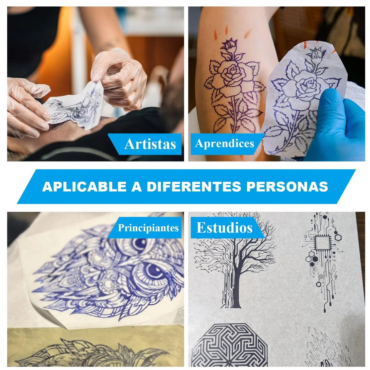 EMALLA 100 Hojas Stencil Tattoo Transfer Papel Transfer Tattoo A4 Papel Hectografico para Artistas y Principiantes