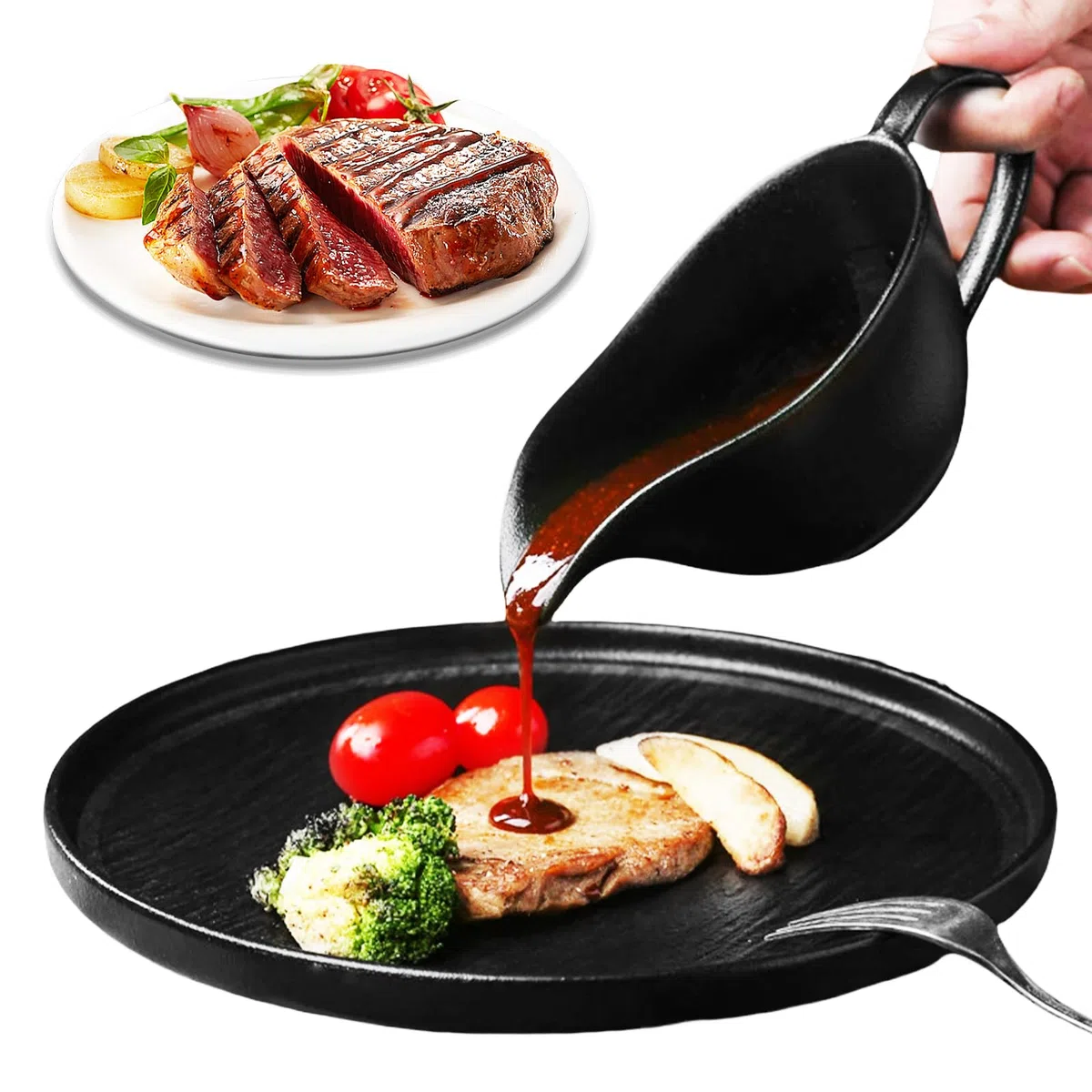 Recipiente para salsas de porcelana de 280 ml, recipiente para salsas con asa, salsera con vertido de labios, cuenco para servir, adecuado para salsa, crema, aderezos para ensaladas, caldo de leche,