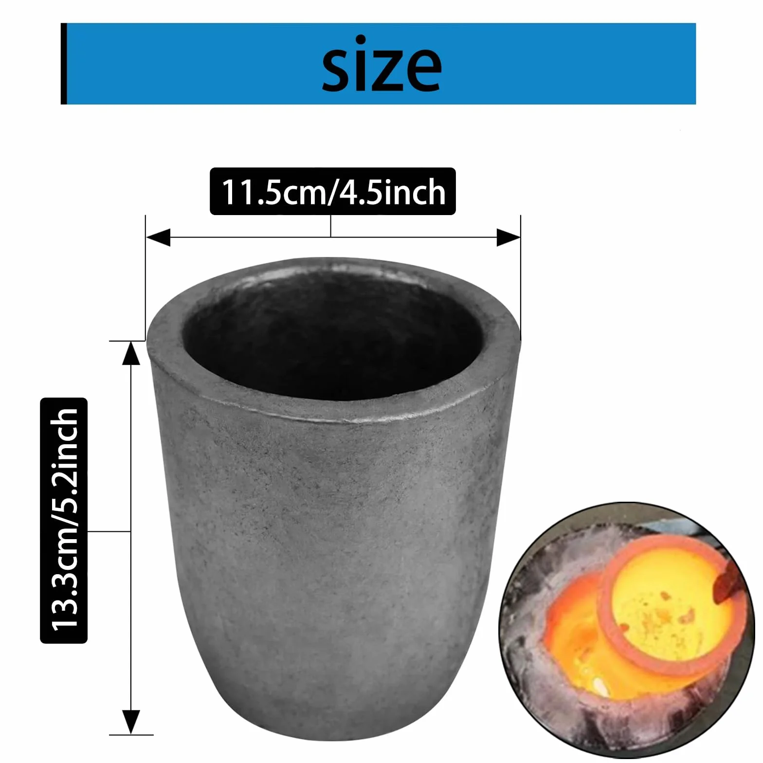 Molde de Fusión de Fundición de Grafito, Molde de Lingotes de Grafito para La Fusión de Metales Fundición Refinado Oro Plata Cobre Latón Aluminio (#4-2KG)