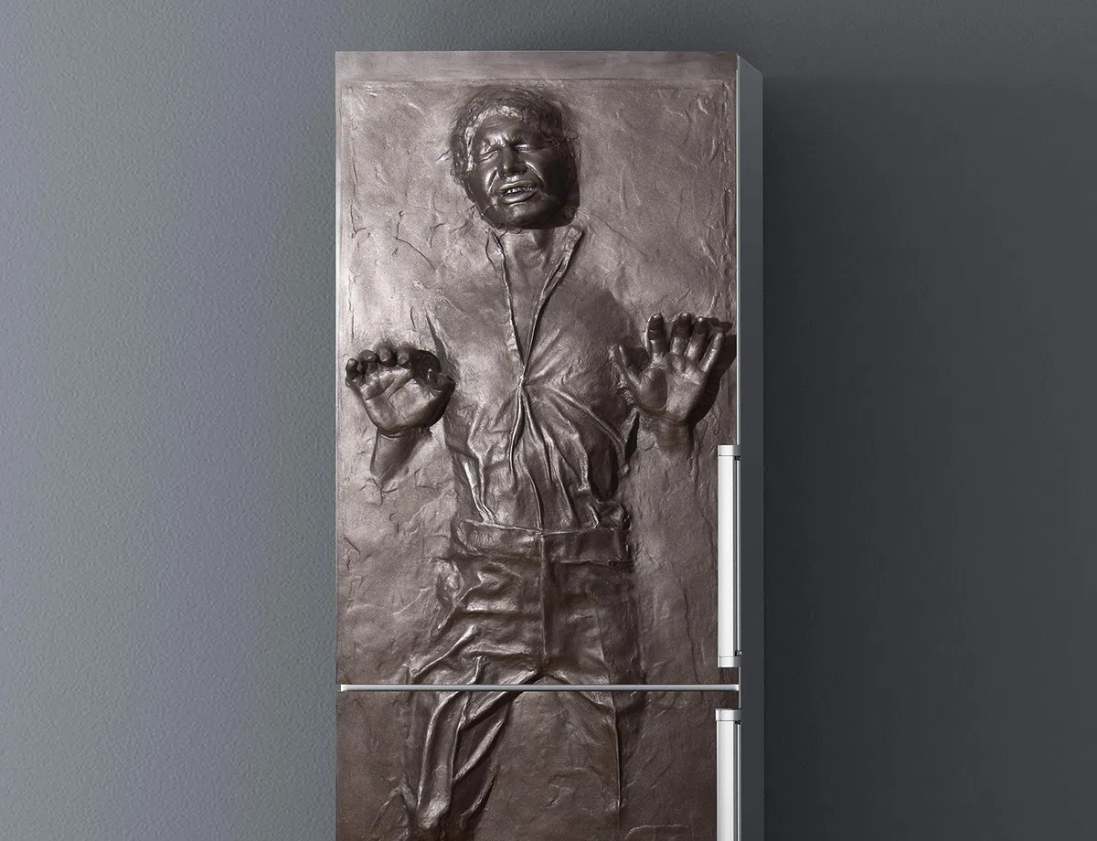 Oedim Vinilo Frigorífico Han Solo en Carbonita 185x60cm | Adhesivo Resistente | Pegatinas de Nevera Económicas y Elegantes | Vinilo Nevera