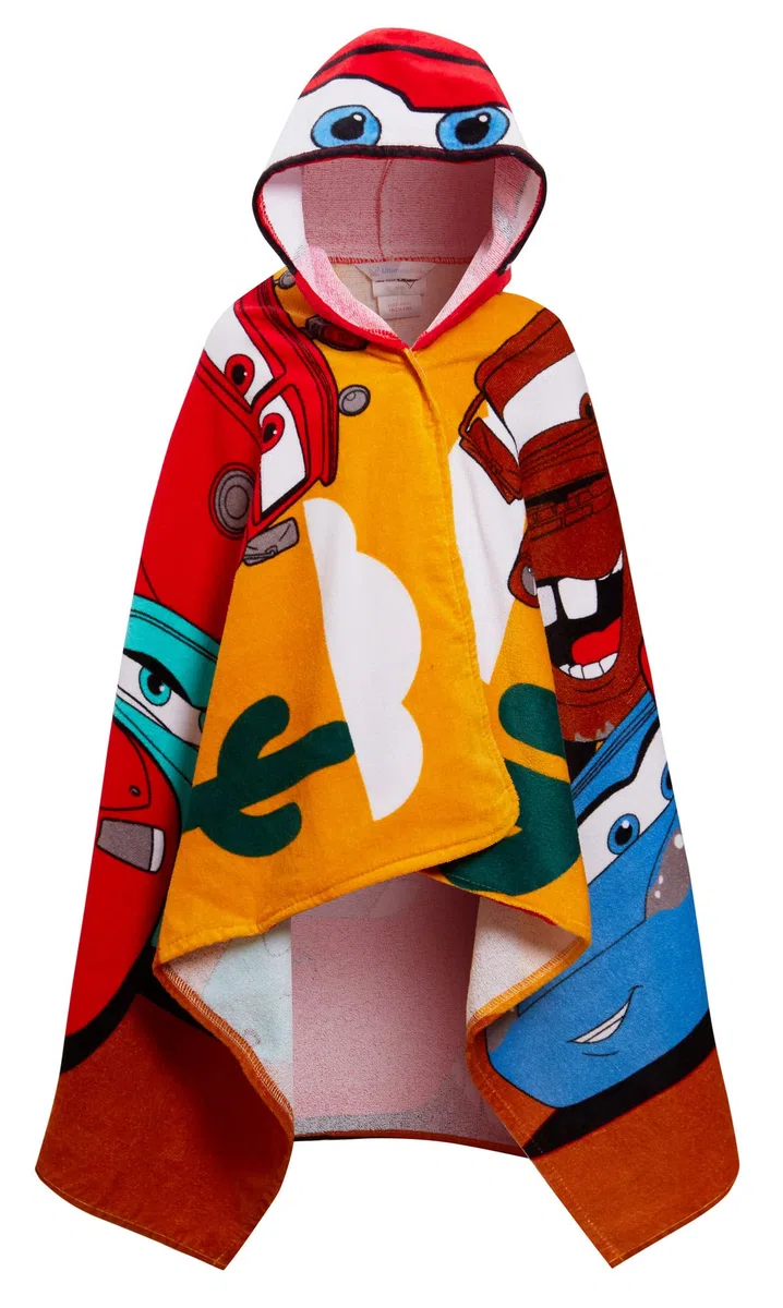 Disney Toalla con capucha de Cars, 100% algodón, para vestir a los niños, Rayo McQueen, Poncho, Toalla de baño de playa, envoltura de natación