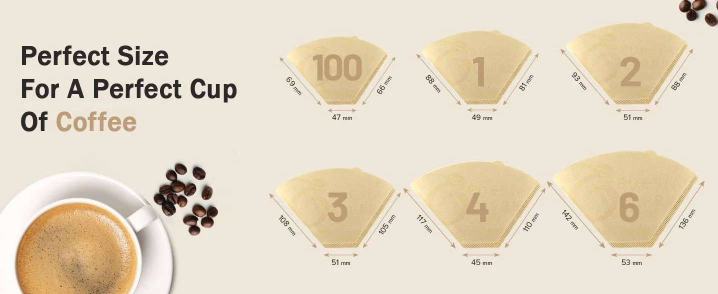 EDESIA ESPRESS – 2x80 Filtros de Café Cónicos de Papel – Filtro de Café N°6 para Cafetera Manual, Método Pour-Over y Preparación Suave – Tamaño 6 Marrón