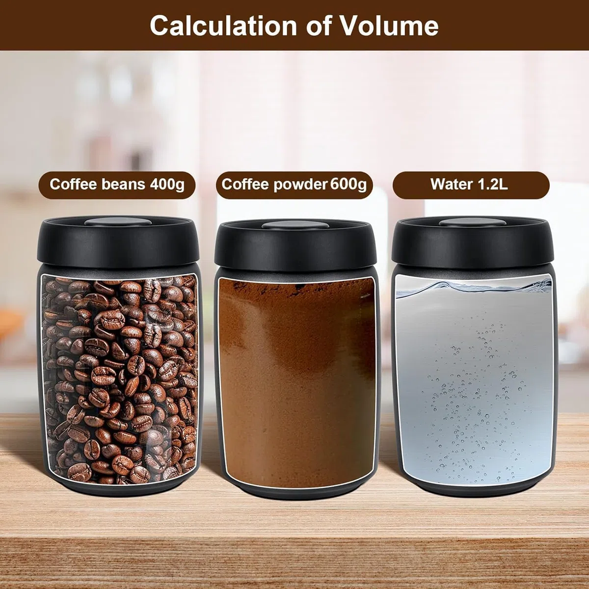 VINATO Bote de Café Hermético de Acero Inoxidable 1.2L – Recipiente al Vacío para Café, Té o Alimentos,Bote Cafe