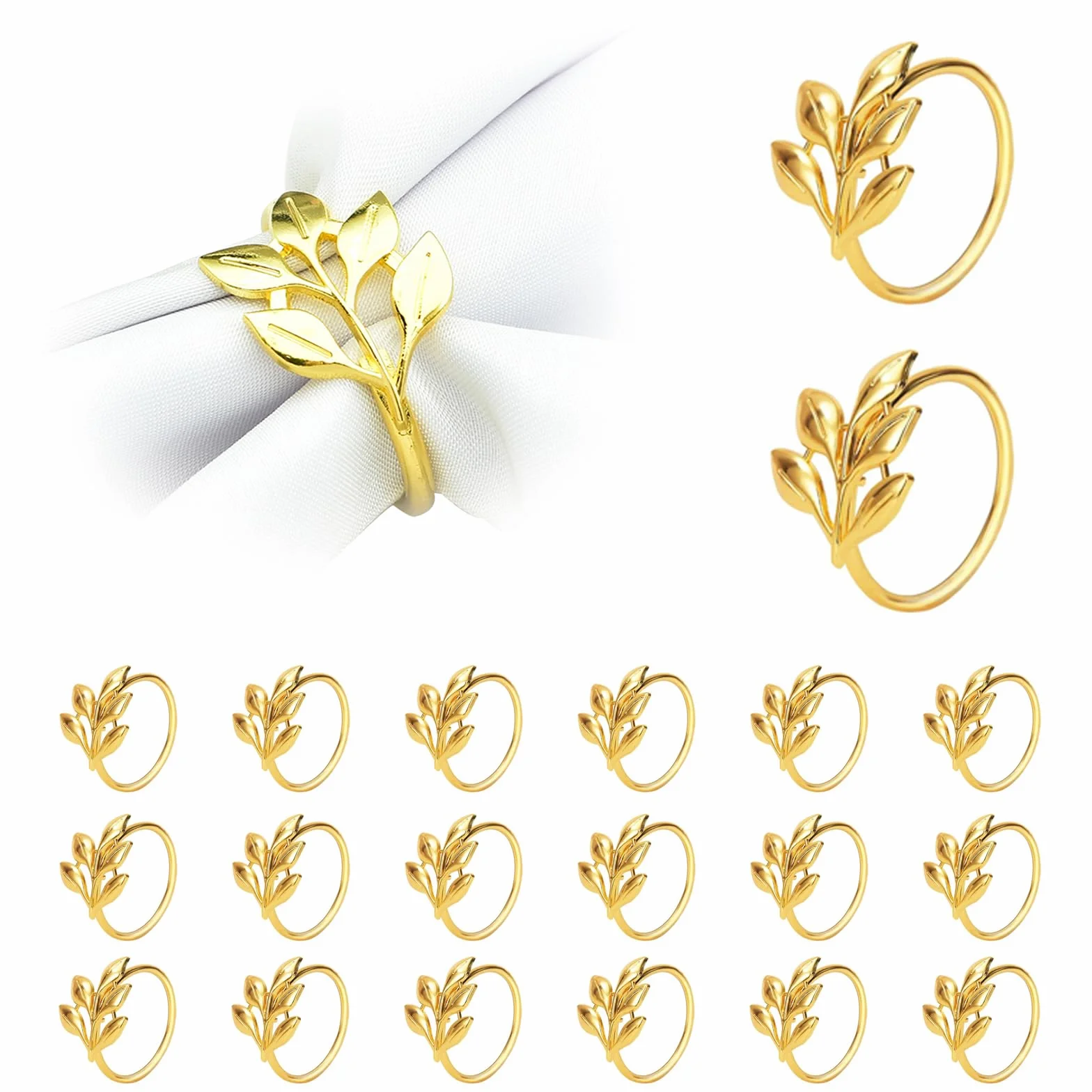 20 Piezas Anillos para Servilletas, Elegantes Servilleteros, para Decoración de Mesa de Cena, para Boda, Bautizo, Comunión, Graduación, Cumpleaños, Navidad, Banquete (Dorado, Talla estándar)