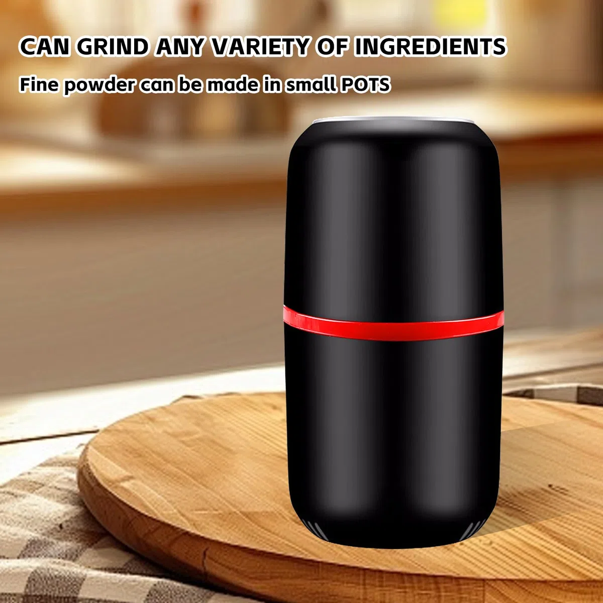 Vegena Molinillo de café Eléctrico, Molinillo Eléctrico de Pastillas, Molinillo Café Eléctrico, Triturador eléctrico para pastillas para Granos de café, Especias, Granos a Polvo (Negro)