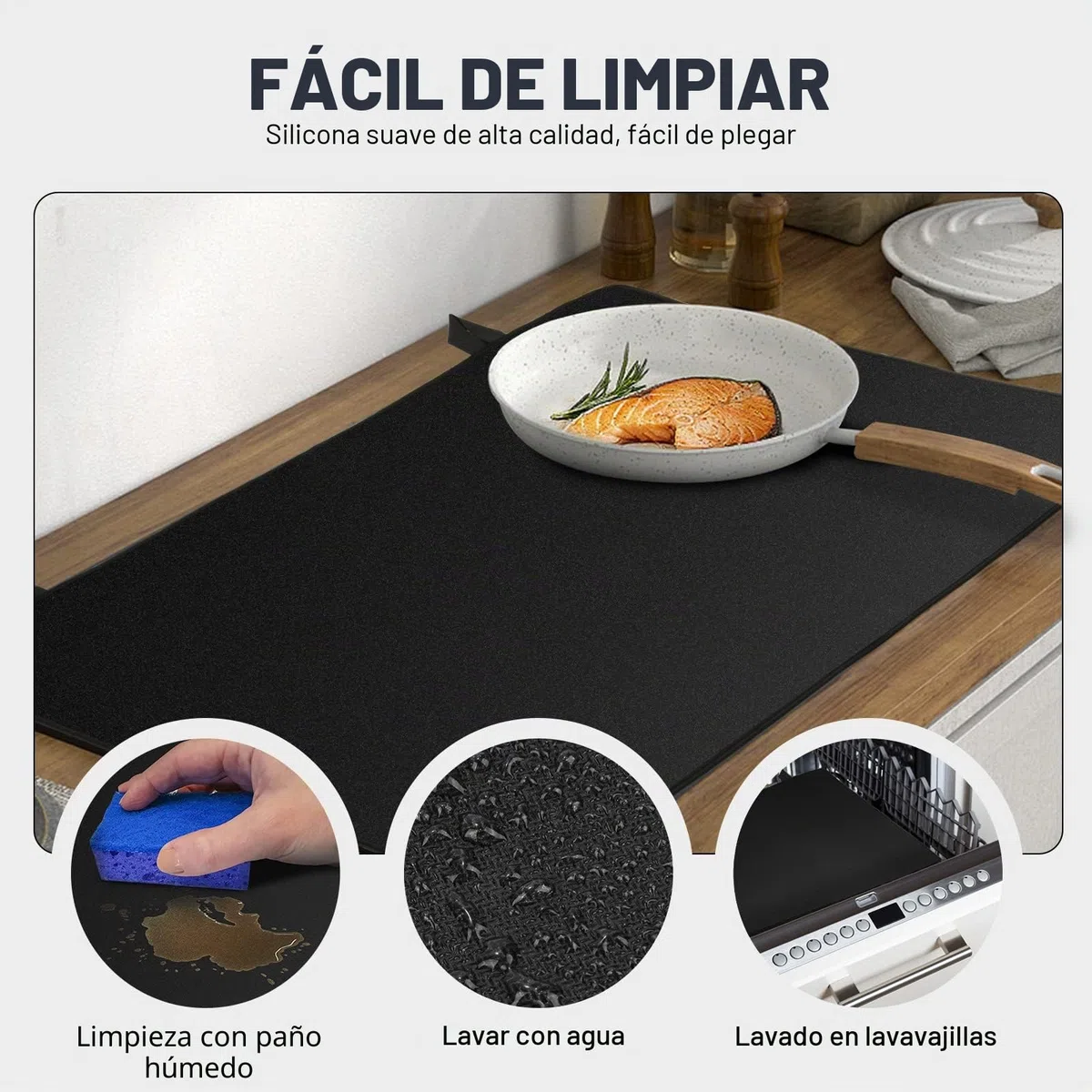 Alfombra para Placas de Inducción 61.5x53 cm, Cubre Placa de Cocina de Inducción, Cubierta de Mesa de Cocción Eléctrica, Alfombra de Protección para Estufa de Cristal con Revestimiento Antideslizante
