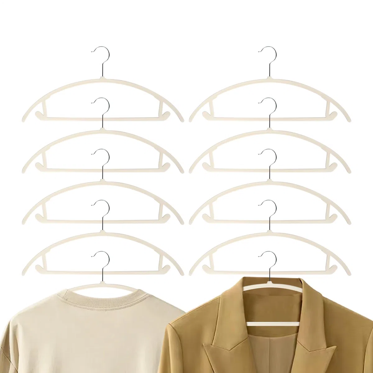 Perchas - 10 perchas resistentes de terciopelo con rotación de 360 grados - gancho para colgar para traje, puerta, abrigo, pantalones, jersey, camisas, organización del armario
