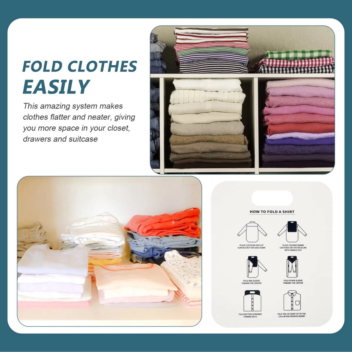LIFKOME 2Pcs Ropa de Tablero Plegable Camisetas Carpeta de Ropa Carpetas de Plástico Plástico Tablas Plegables Flippold para Un Fácil Almacenamiento