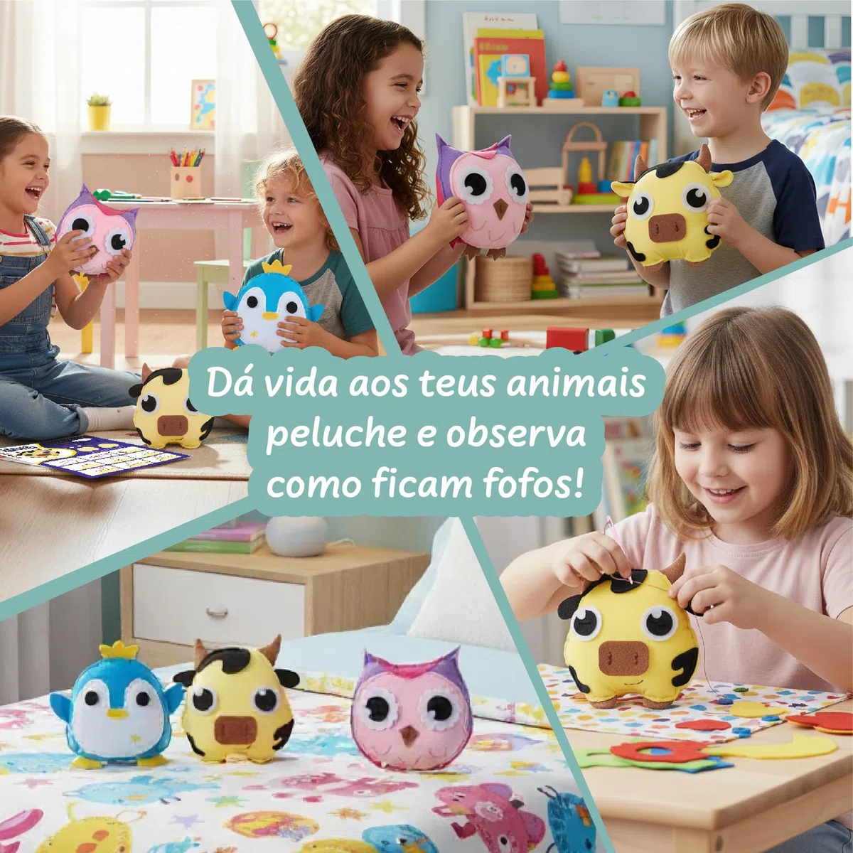 Science4you Kit de Costura para Niños de 6+ Años - Crea tus Propios Peluches, Crea 3 Animales diferentes, Kit de Manualidades con Aguja Segura, Regalo de Juguete para Niños y Niñas de 6 7 8+ Años