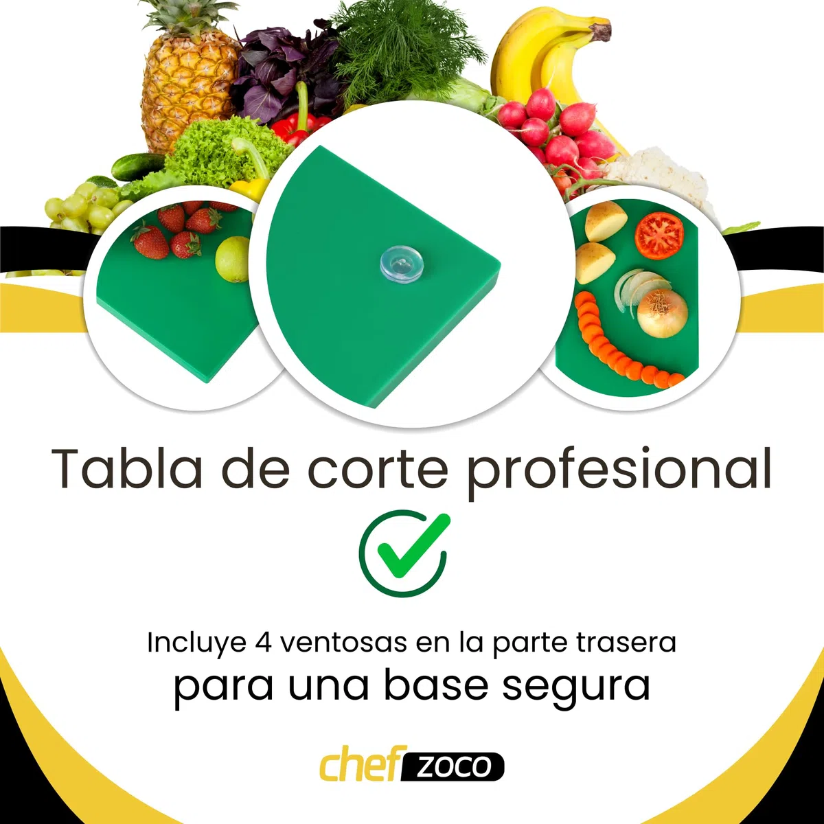 CHEFZOCO Tabla de corte profesional, Tabla de picar, Tabla de cocina, Tabla para alimentos, Tabla antibacteriana, Polietileno, No deja sabor ni olor, Antibacteriana, 30 x 20 x 1.5 cm, Verde