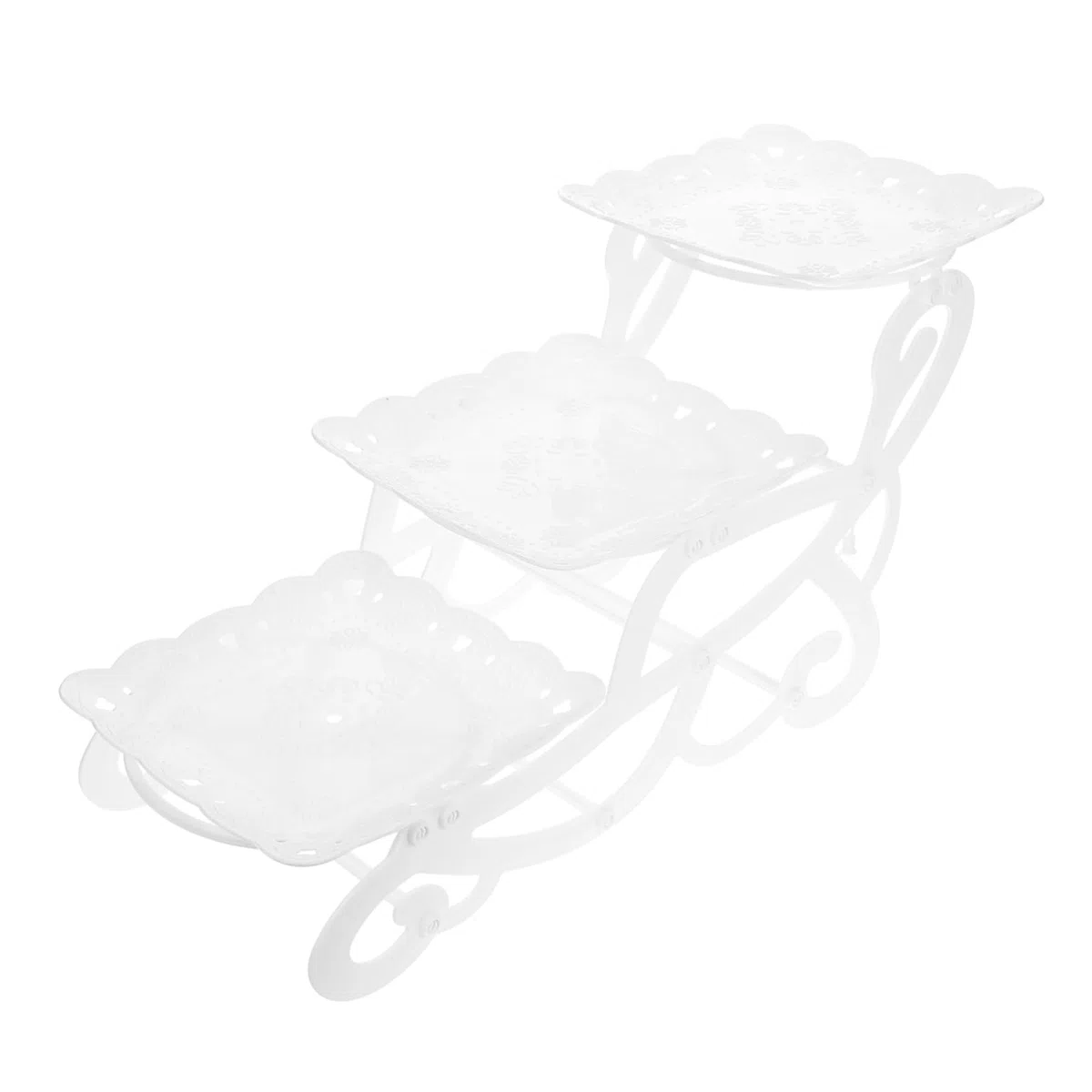 Estante para Almacenar Pasteles de Tres Niveles white para Mesa de Chuches Comunion Diseño Decorativo y Soporte para Guardar Postres en Fiestas