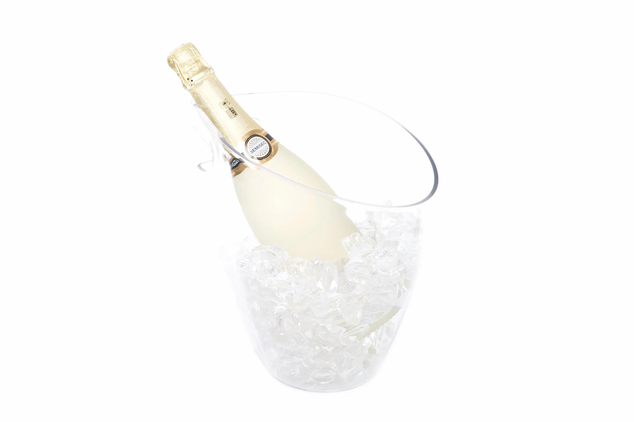 Cubitera para botellas de vino Koala Nature 3,5 L – Champanera acrílica para 2 botellas de vino, cava o champagne – Enfriador rápido, ligero, apilable y reutilizable, con asas, transparente