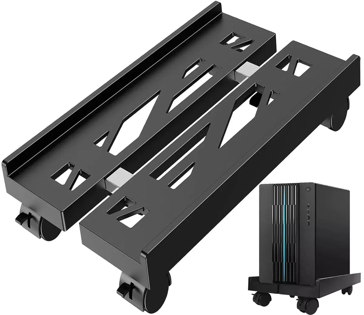 Soporte para PC bajo escritorio, soporte universal ajustable para CPU con ruedas