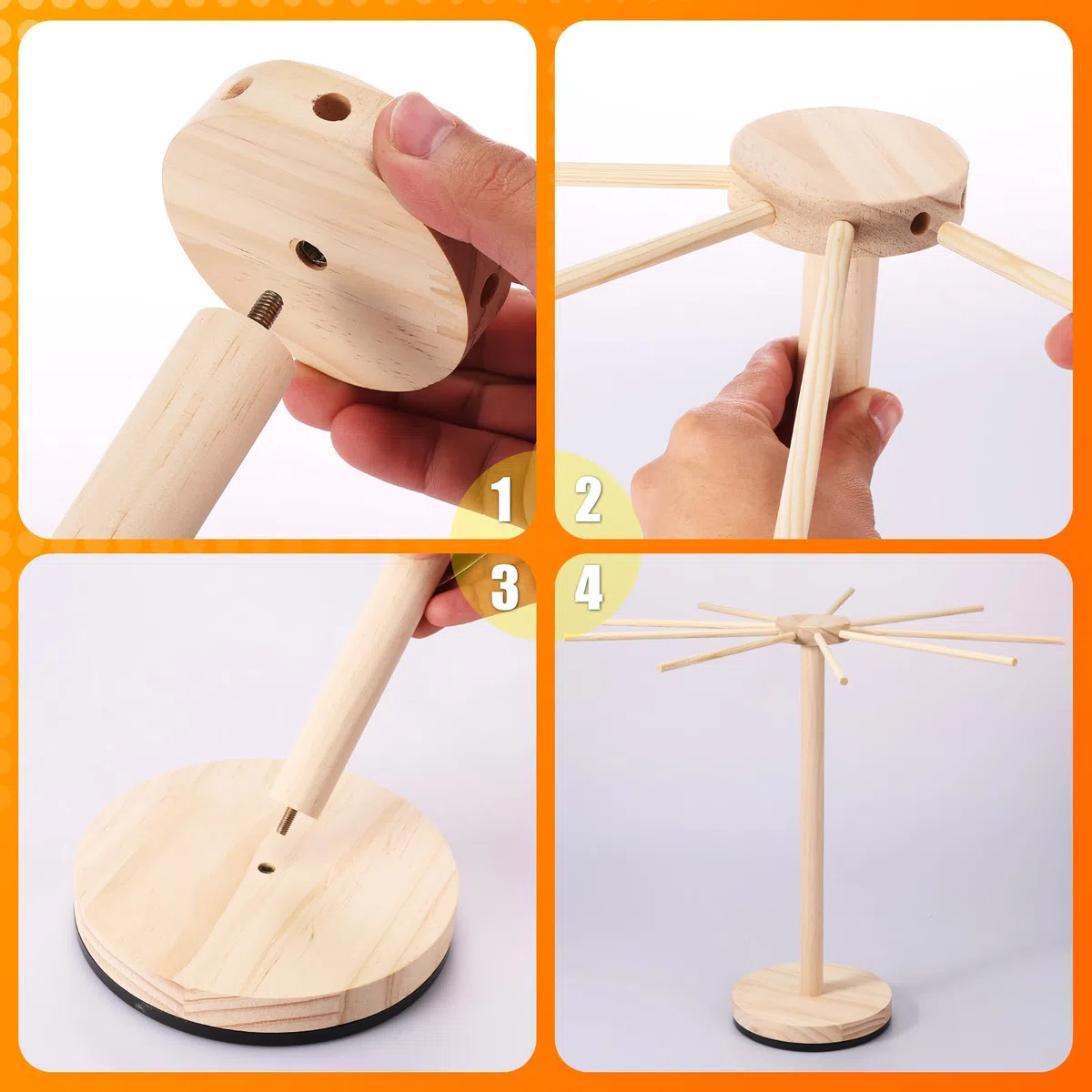 Secador de pasta con base giratoria, soporte para pasta de madera, con 9 brazos extraíbles, gran capacidad, para secar pasta de 4,5 kg