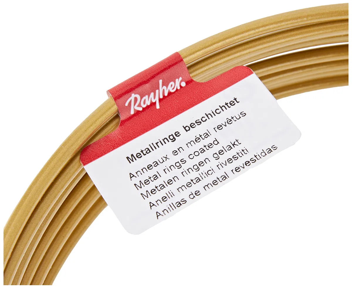 Rayher Pack de 10 aros de metal para manualidades, dorados, 15 cm ø, 3 mm grosor, 25217616