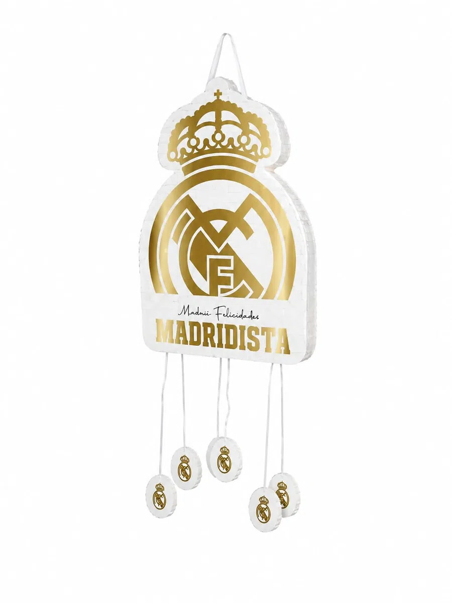 Piñata Temática del Real Madrid, Decoración para Fiestas, Ideal para Celebraciones y Cumpleaños