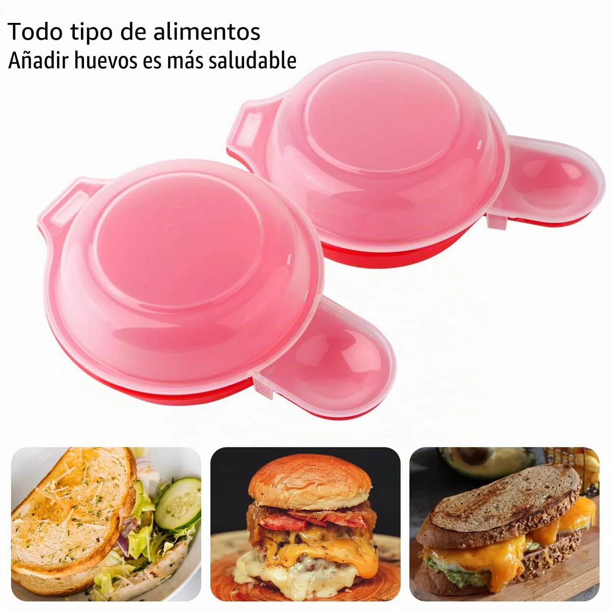 2 juegos de olla para huevos de microondas, herramienta de cocina rápida para hacer tortillas de Hamburgo en 1 minuto (rojo y transparente)