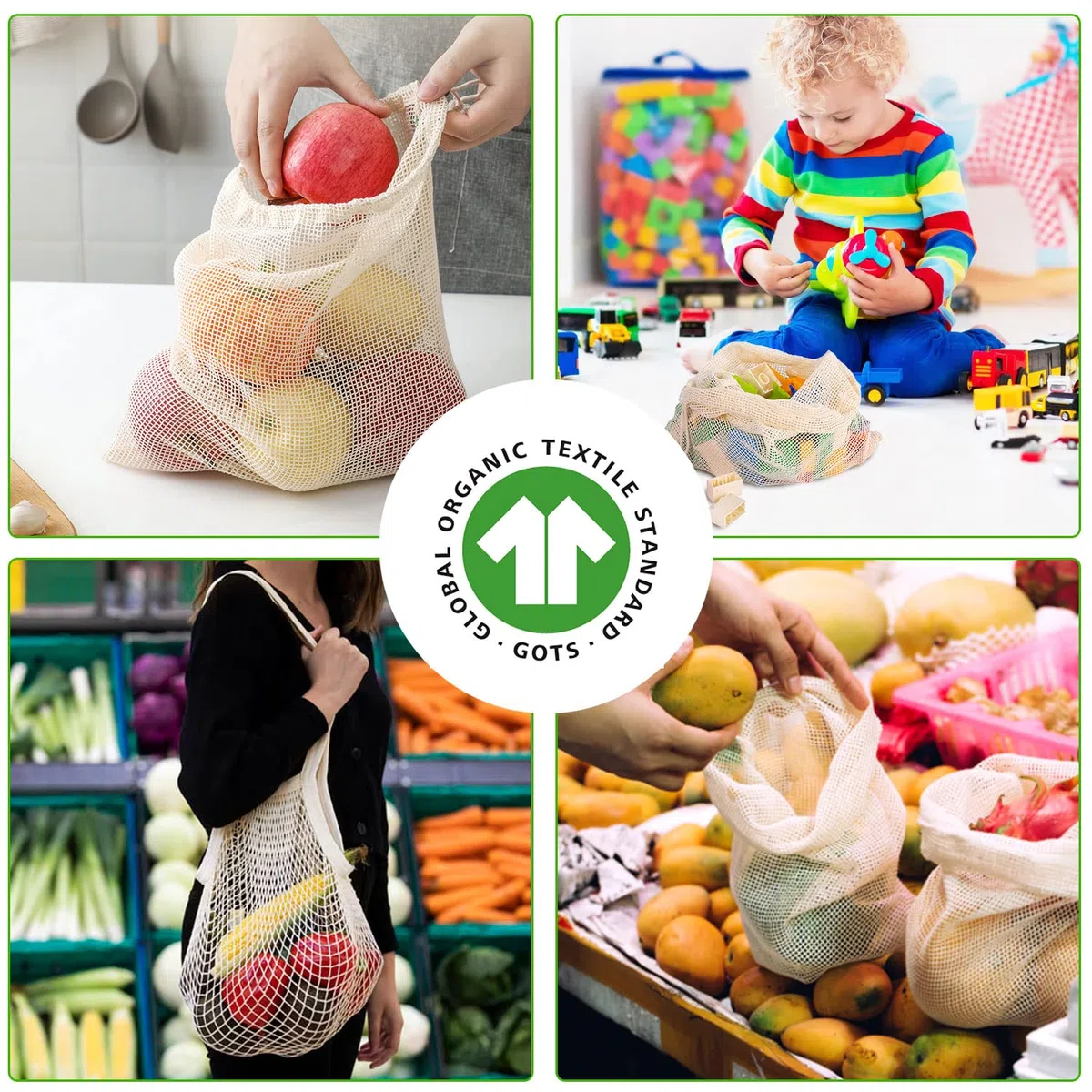 Viedouce Bolsas Reutilizables Fruta Verdura,Bsas Compra Reutilizables Algodon,Bolsas Malla Fruta Productos,Lavable