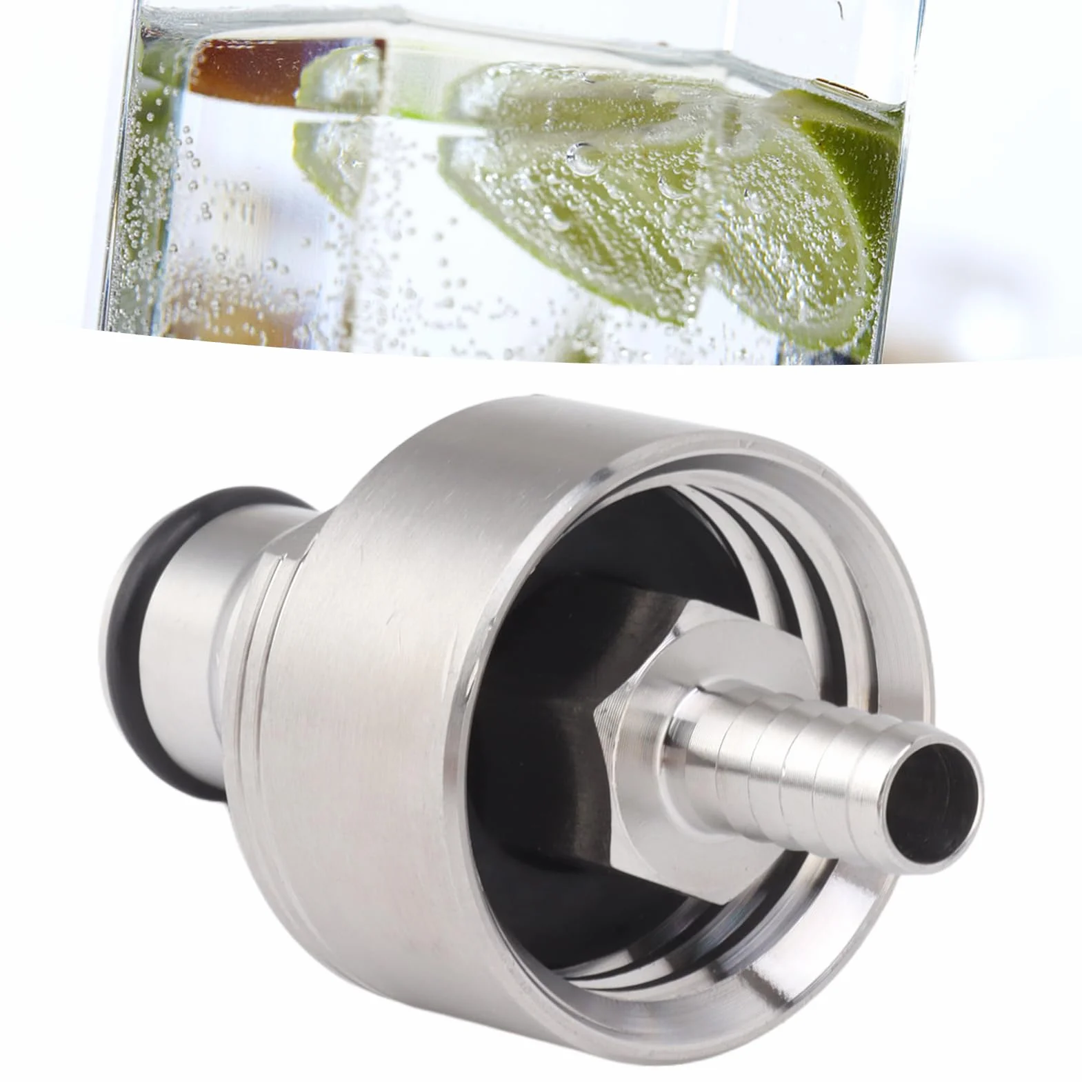 2 tapas de carbonatación de acero inoxidable con acoplamiento de CO2 y poste de bloqueo, mejoran la experiencia de refrescos y cerveza con llenado seguro de botellas de