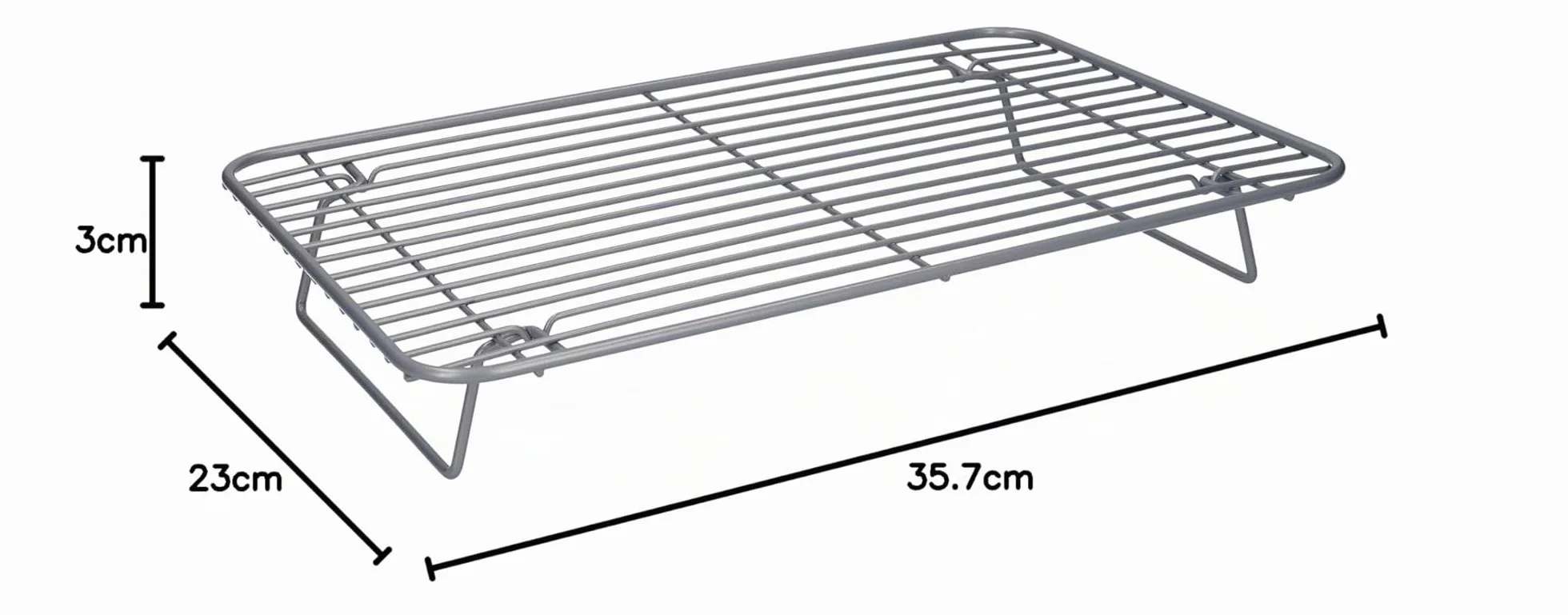 MasterClass Smart Ceramic Rejilla para asar/enfriar con revestimiento antiadherente y patas plegables, alambre de acero al carbono, gris, 35,5 x 23 cm