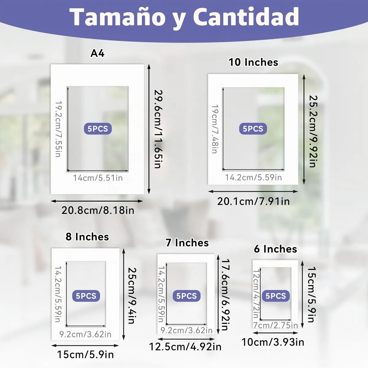 KATIMI 25 Pezzi Passepartout de Cartón, Passepartout Personalizado, Passepartout Duradero, Tapetes para Soporte de Narcos de Fotos de 5 Tamaños para Fotos de Espesor, Imágenes, Impresiones Artísticas