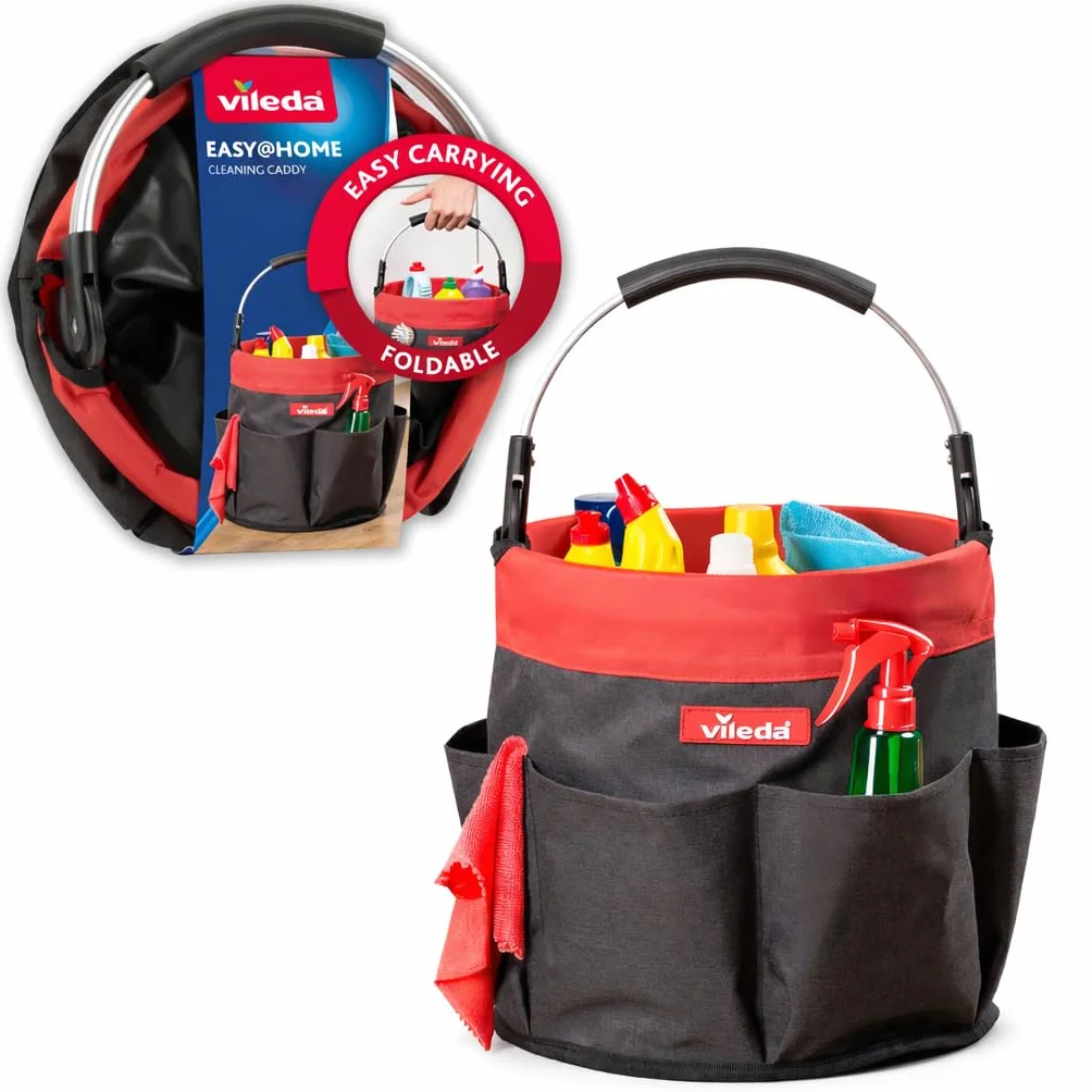 Vileda Cleaning Caddy - Organizador de limpieza impermeable con asa y 6 compartimentos