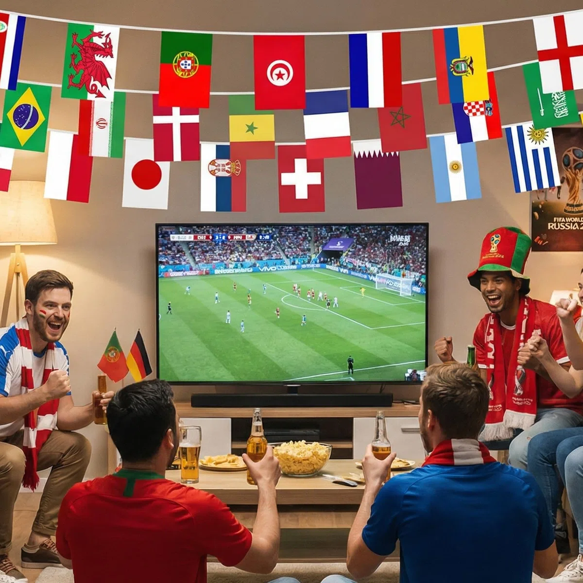 42 países banderines de banderas para la wm 2026, banderas de fútbol WM 2026, guirnalda de banderas del mundo para fiesta, banderas de 20 x 28 cm,