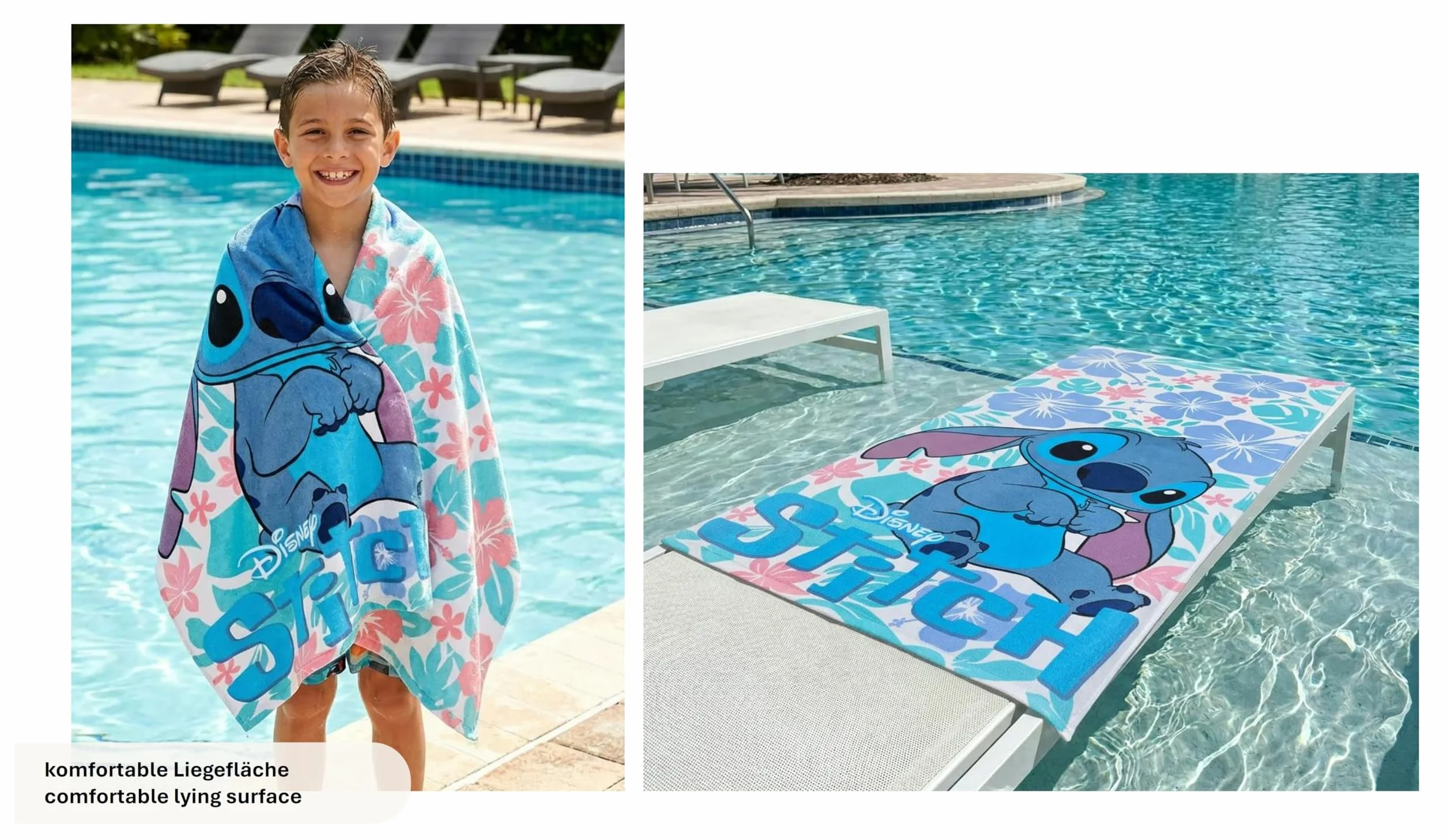 Theonoi Disney Lilo y Stitch - Toalla de baño infantil (70 x 140 cm, 100% algodón, certificado Öko Tex)