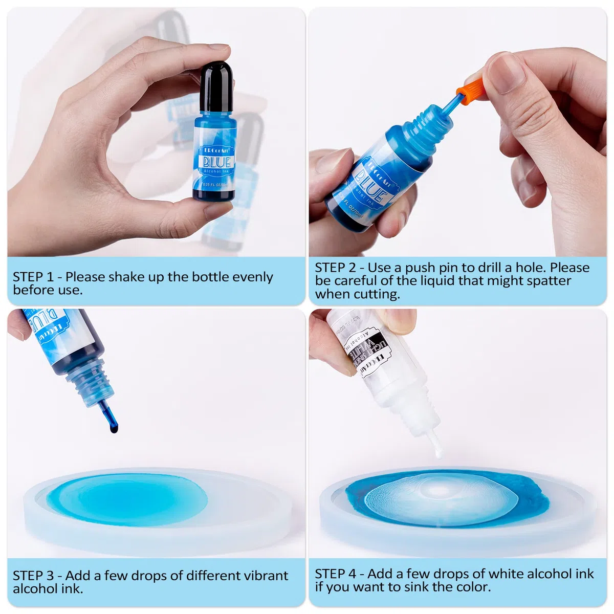 Alcohol Ink Set - 26 Colores Vibrantes y Concentrados, Tinta de Alcohol para Resina Epoxi, Pintura ArtíStica, FabricacióN de Placas Petri de Resina, FabricacióN de Vasos - 10 ml/Botella