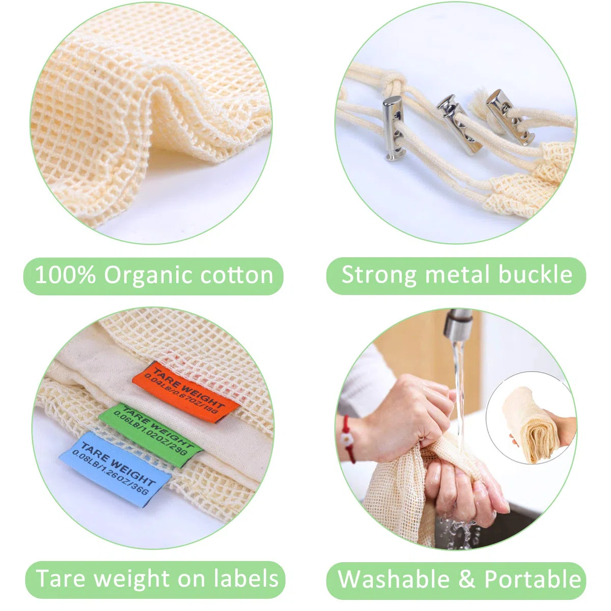 Viedouce Bolsas Reutilizables Fruta Verdura,Bsas Compra Reutilizables Algodon,Bolsas Malla Fruta Productos,Lavable