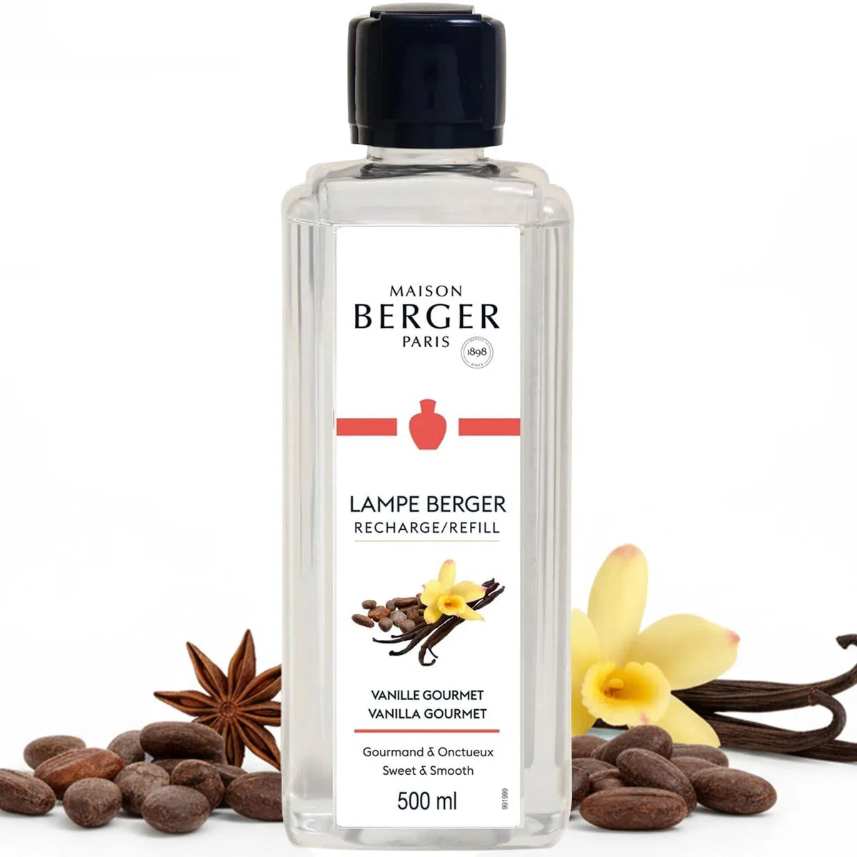 Maison Berger Recarga Lampe Berger Vanille Gourmet 500 ml Vainilla y cacao Fragancia Gourmand cremoso Fabricado en Francia
