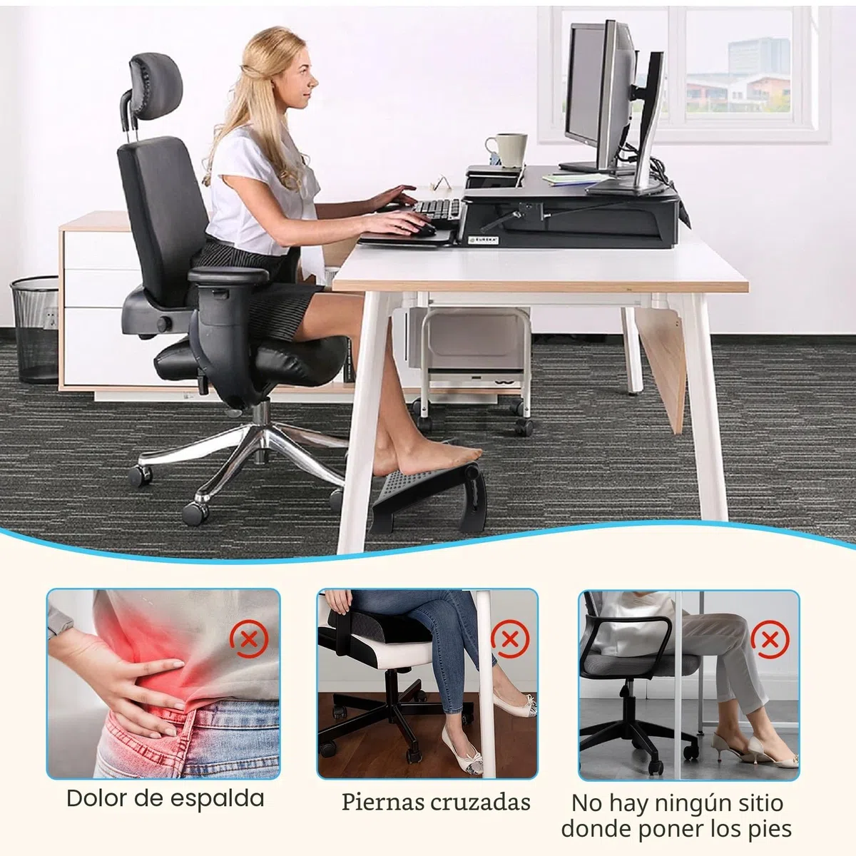 VFANDV Reposapies de Oficina, Reposa pies Reposa pies Reposapies Escritorio Reposapiés Ajustable en 6 Niveles, Reposapiés Ergonómico para Oficina, Hogar, Viajes, Negro