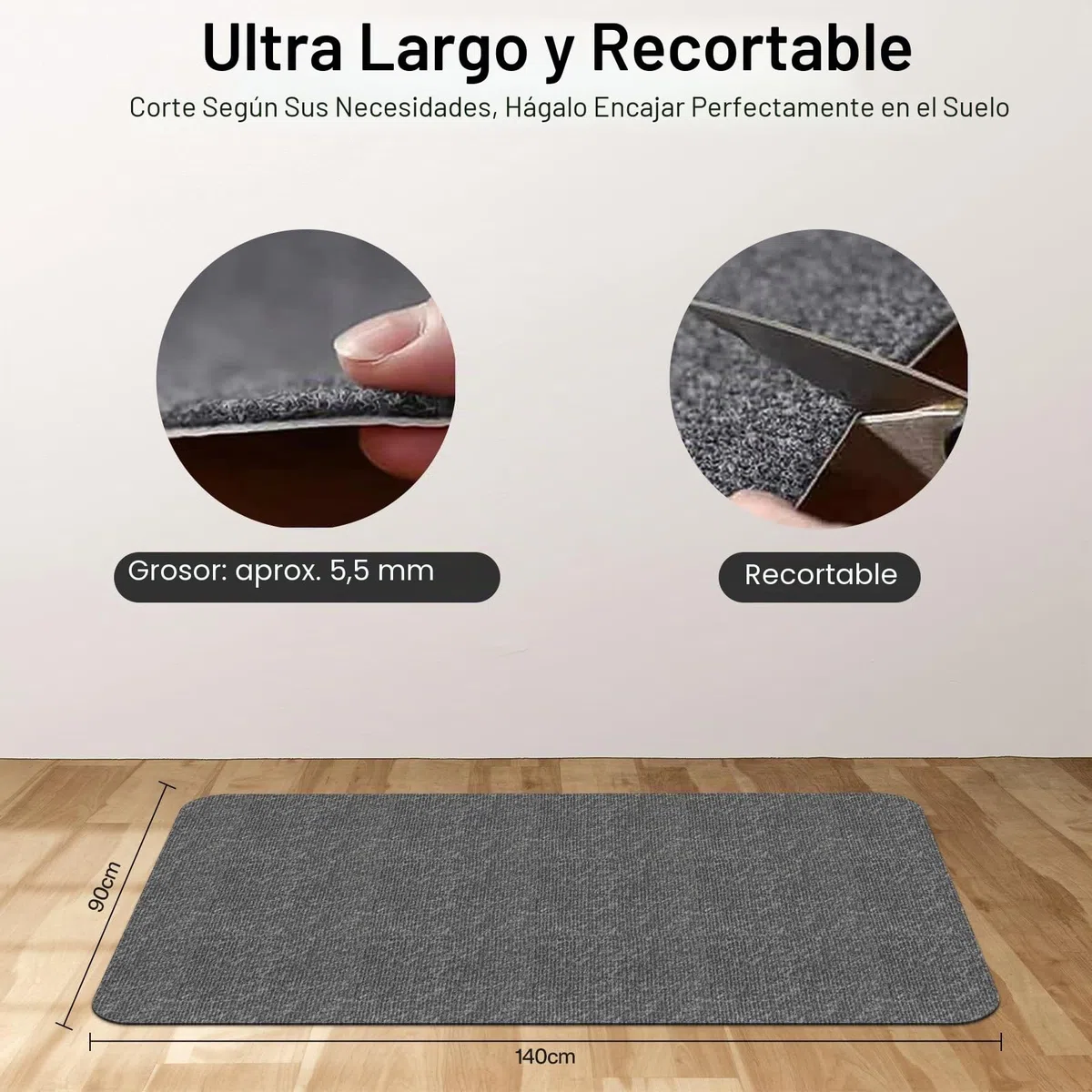 Protector Suelo Silla Ruedas,90 x 140 cm,Gris Oscuro Alfombra Silla Ruedas,Alfombrilla Protectora para Silla de Oficina,Resistente a los arañazos para parqué y Suelos Duros, Silla de Oficina.
